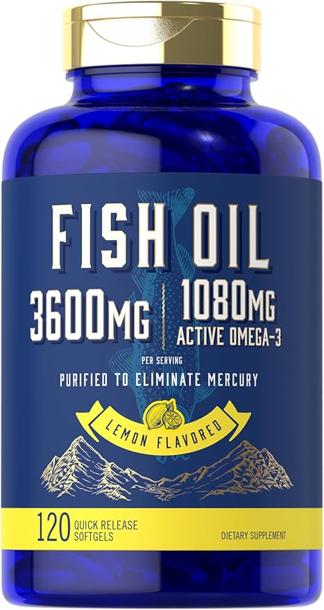 Carlyle Fish Oil 3600mg | 1080mg Omega 3 | 120 Count | Non-GMO and Gluten Free Supplement