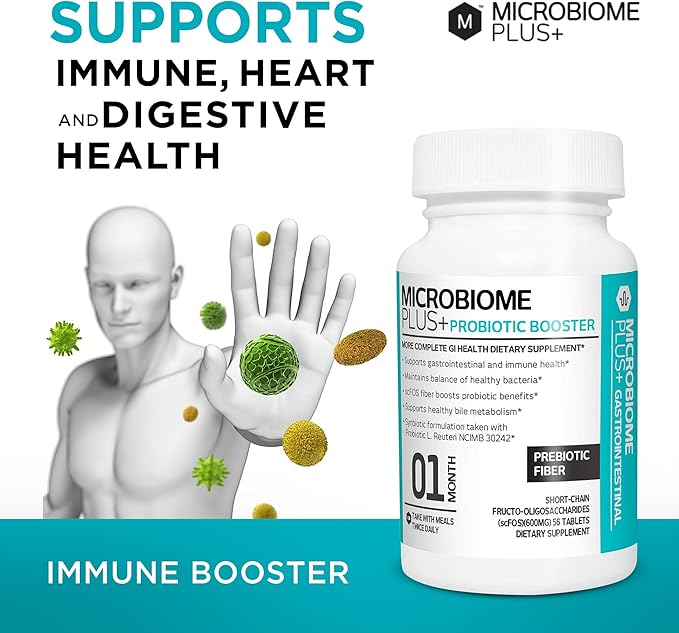 Microbiome Plus Prebiotics scFOS Prebiotic Fiber, Boosts Probiotic Benifits, GI Digestive Supplements, Allergy Safe and Gluten-Free for Men and Women (1 Month Supply) (1)