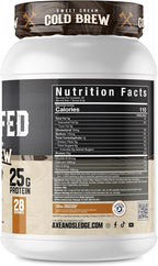 Axe & Sledge Farm Fed 100% Whey Protein Isolate | 25g Protein | Low Carb, Low Sugar, Gluten Free | Protein Powder for Men and Women | Keto | Made in The USA | 28 Servings, Sweet Cream Cold Brew