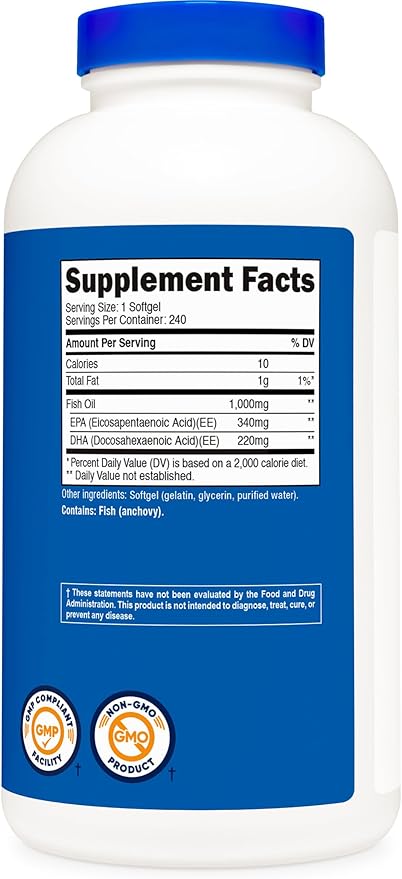 Nutricost Fish Oil 1000mg (560mg of Omega-3), 240 Softgels (2 Bottles)