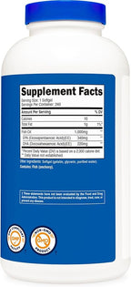 Nutricost Fish Oil Omega 3 Softgels with EPA & DHA (1000mg of Fish Oil, 560mg of Omega-3), 240 Softgels, Non-GMO, Gluten Free. (Pack of 2)