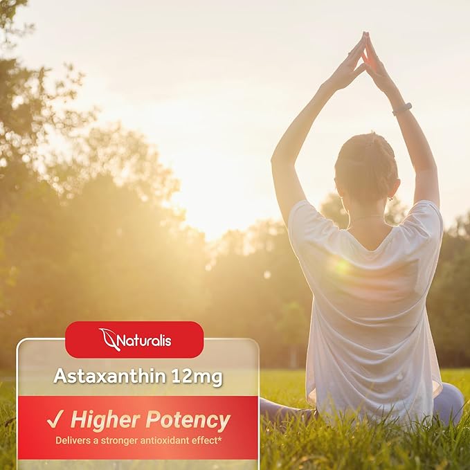Naturalis New Zealand Astaxanthin (12mg) | Enhanced with Natural Vitamin E | Non-GMO, Soy & Gluten Free | 120 Softgels (4 Month Supply)