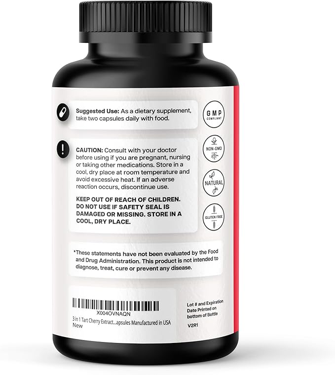 3 in 1 Tart Cherry Extract Capsules with Turmeric & Celery Seed for Feet & Joint Support Uric Acid Flush Cleanse & Purge Pills, 60 Veggie Capsules Manufactured in USA