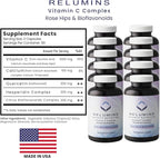 Relumins Advanced Vitamin C Supplement with Rose HIPS - 1000mg of Vitamin C Immune Support & Collagen Production, Made in USA, Ultimate Wellness Gift for Mom, 180 Capsules x 10 Bottles