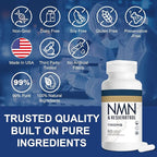 1100mg NMN & Trans-Resveratrol, 3-in-1 Supplement, 60 Veggie Capsules – Supports NAD+ Boost*, Cellular Energy, Immune Function, Muscle Health & Anti-Aging, 30-Day Supply
