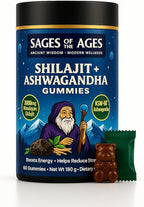 Pure Himalayan Shilajit Gummies 3000 mg with KSM-66 Ashwagandha, Ginseng & Mucuna Pruriens 78% Fulvic Acid & 85 Trace Minerals Energy, Stamina & Wellness Support 60 Gummies