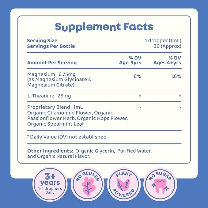 JoySpring Calmify Magnesium Glycinate for Kids | Liquid Magnesium with L-Theanine Supplement | Chamomile Extract & Passion Flower Extract | Sugar-Free Calm Drops | 1 fl oz (30 Servings) (Pack of 2)