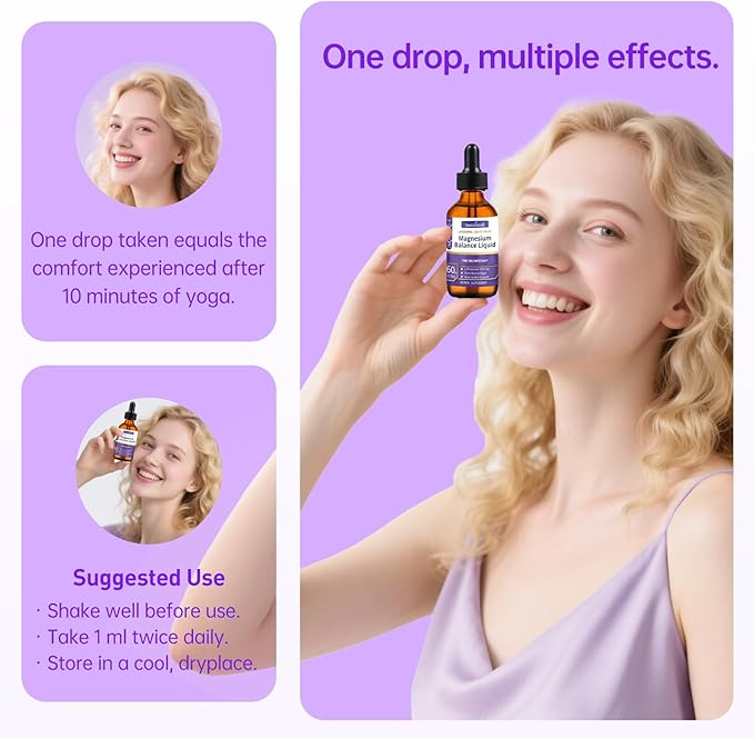 Magnesium L-Threonate Liquid Drops 1500mg High Absorption Brain Supplement for Memory Focus Sleep Sugar Free Vegan 2.04 Fl Oz,GMP Certification Applies to Both Kids and Adults.