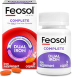 Feosol Complete Iron Supplement Caplets, Bifera Iron for High Absorption, Heme and Non-Heme Dual Action Minimizes Side Effects, 1 Per Day, for Energy and Immune System Support, Made in USA, 30 Count