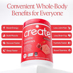 Create Creatine Monohydrate Gummies for Men & Women, Boost Focus, Strength, and Endurance, Anti-Melting Formula, Vegan, Gluten-Free, Non-GMO, 1.5g of Creatine per Gummy (Sour Cherry)