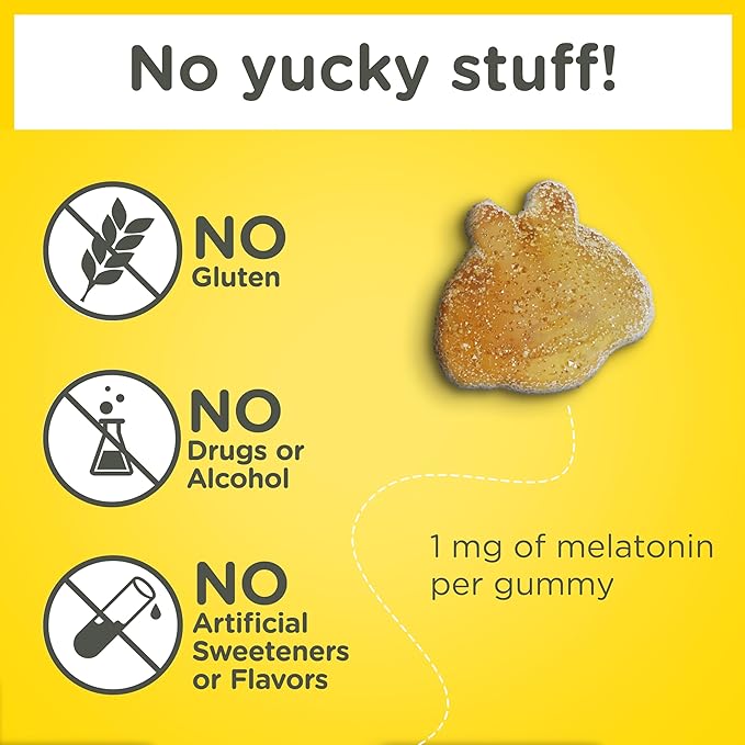 Zarbee's Kids Melatonin Gummies with 1mg Melatonin, Kids Sleep Gummy, Promotes Peaceful Sleep, Drug-Free, Non-Habit-Forming, Natural Strawberry, 90 ct