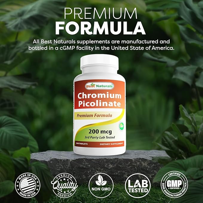 Best Naturals Chromium Picolinate 200 mcg 240 Tablets (240 Count (Pack of 3))