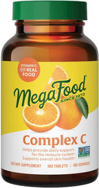 MegaFood Complex C - Vegan Vitamin C Immune Support Supplement, Vitamin C Supplement Made with Real Food Including Orange, Cranberry & Brown Rice, Gluten-Free - 180 Tablets, 180 Servings