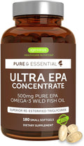 Igennus Ultra Pure Omega-3 EPA 500mg, Highly Concentrated IFOS Certified Wild Fish Oil, Advanced rTG Triglyceride Form, Non-GMO, 180 Small Softgels