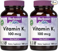 BlueBonnet Vitamin K1 100 mcg Supports Bone Health - Phylloquinone Crystalline Vitamin K Supplement - Non-GMO, Kosher Certified, Gluten-Free, Dairy-Free - 100 Vegan Caplets (Pack of 2)