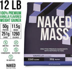 NAKED Vanilla Mass - All Natural Vanilla Weight Gainer Protein Powder - 12LB Bulk, NSF Certified, GMO Free, Gluten Free & Soy Free, No Artificial Ingredients - 1,260 Calories - 17 Servings