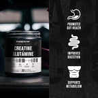 Jacked Factory Creatine + Glutamine - Creatine Supplement with L-Glutamine for Muscle Recovery, Muscle Growth, Increased Strength, Enhanced Energy Output, and Gut Health - 30 Servings, Unflavored