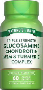 Nature's Truth Glucosamine Chondroitin MSM Complex | 60 Caplets | with Turmeric | Triple Strength Formula | Non-GMO and Gluten Free Supplement