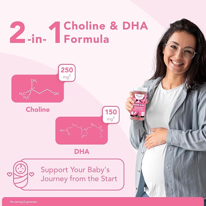 GOJOY NATURALS Prenatal Gummies with Choline & DHA - Preconception, Pregnancy & Postnatal Vitamins for Women - Choline 250mg + DHA 150mg - Vegan, Sugar-Free, Non-GMO