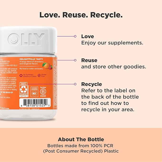 OLLY Laser Focus Gummy, Ginseng, Alpha GPC, B Vitamins, Berry Tangerine Flavor - 36 Count (Pack of 2)