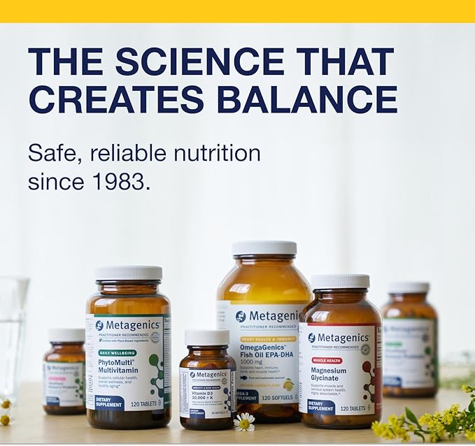 Metagenics OmegaGenics Fish Oil EPA-DHA 300-180 mg EPA & 120 mg DHA per Softgel - Supports Heart, Brain, Eye, Joint & Immune Health* - Non-GMO, Gluten-Free - GMP Certified Facility - 270 Softgels