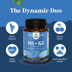 Vitamin D3 with K2 MK7 Supplement - Vitamin D3 2000 IU Tablets and K2 for Immune Support Bone Health Heart Health Joint Support Bone Strength and Mood Boost - VIT Immune System - 60 Count