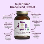 Pure Synergy SuperPure Grape Seed Extract | Organic Grape Seed Polyphenols Supplement with Whole Fruit | for Heart Health, Skin, and Healthy Aging Support (60 Capsules)