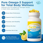 Fortifeye Omega 3 Fish Oil 120Count 1600 mg Made in Norway - High Potency rTG Form Supplement with EPA & DHA, Triple Strength Fish Oil Softgels for Men Women, No Fishy Aftertaste, Natural Lemon Flavor