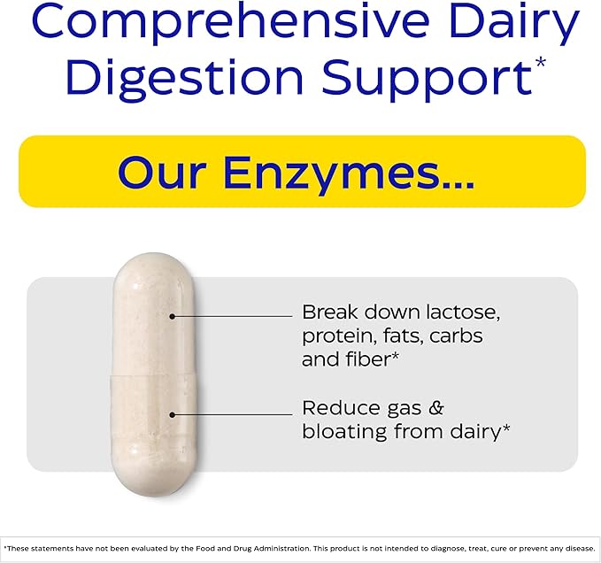 Enzymedica Lacto, Advanced Lactase Pills for Dairy Support, Helps Break Down Lactose, Casein & Fat, Dairy Relief Pills, Vegan, 90 Capsules