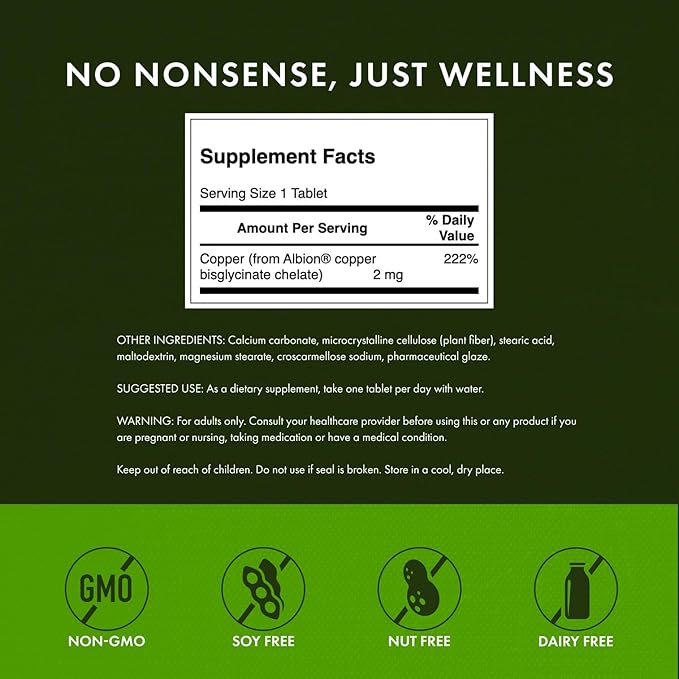 Swanson Copper Chelate Mineral Supplement for Adults Seeking Antioxidant, Immune, and Red Blood Cell Support - 2 mg (300 Tablets, 2 Pack)