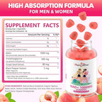 NAD+ Gummies Supplement for Women 1000MG - NAD Plus Gummies for Men Sugar Free Vitamin B3 Niacinamide Pure Organic Boosts NAD Level Anti-Aging Cell Regeneration Energy Brain Peach Flavor 60C