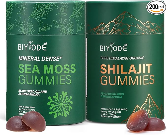 Bundle of Himalayan shilajit & sea Moss Gummies – 3000 mg shilajit, sea Moss 1600mg ksm 66 ashwagandha, no Added Sugar, lab Tested, 75%+ fulvic Acid, 92+ Minerals, All One Supplement(1 Package).