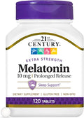 21st Century Melatonin 10mg Extra Strength Tablets, (120 Count), Prolonged Release Sleep Aid for Adults, Promotes Relaxation & Restful Sleep, Non-Habit Forming, Gluten-Free, Non-GMO
