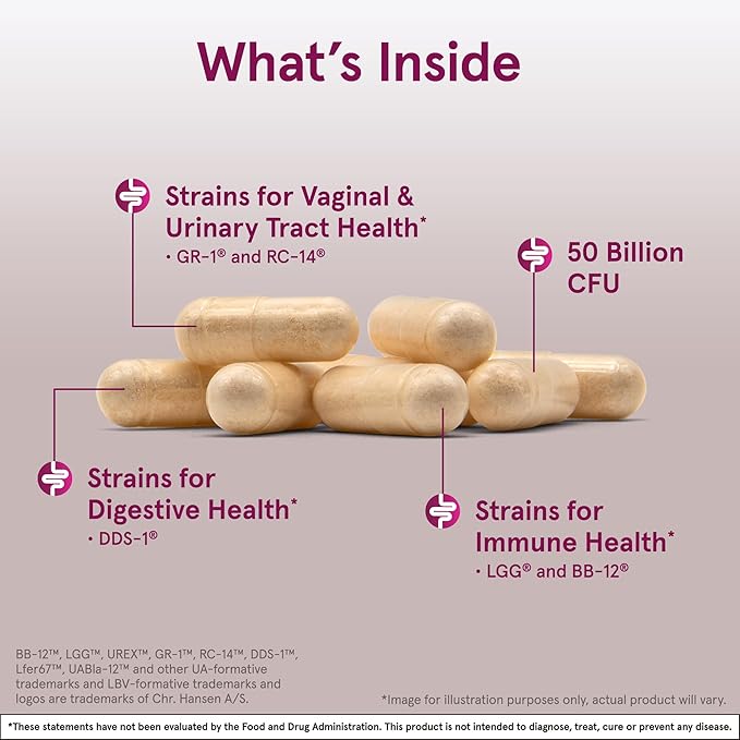 Jarrow Formulas Fem-Dophilus Vaginal & Digestive Probiotic 50 Billion CFU, 9 Clinically-Studied Strains, for Vaginal Flora & Yeast Balance, Urinary Tract, Digestive, & Immune Support, 30 Capsules