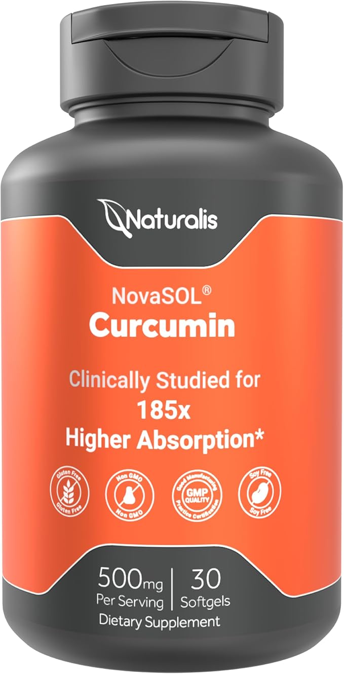 Naturalis NovaSOL Turmeric Curcumin (5,550mg Curcuminoids Equivalent Per Serving) - Clinical Proven with 185X Better Absorption | Antioxidant Support for Brain, Joint & Immune Health* | 30 Servings