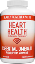 Heart Health Essential Omega III Fish Oil with Vitamin E – High EPA & DHA for Heart, Triglyceride & Blood Flow Support, Lemon Oil, Gluten-Free, Non-GMO, 60 Servings