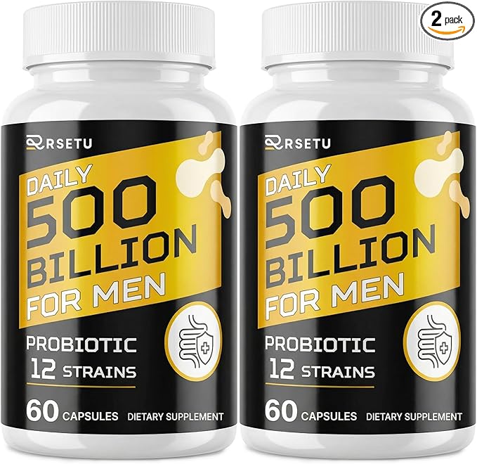 Probiotics for Men, 500 Billion CFUs & 12 Strains Mens Probiotic with Turmeric Cranberry, Goji, Gut Health for Men, for Digestive Health, Gut, Bloating & Gas, Immune, Energy Support, 60-Day Supply