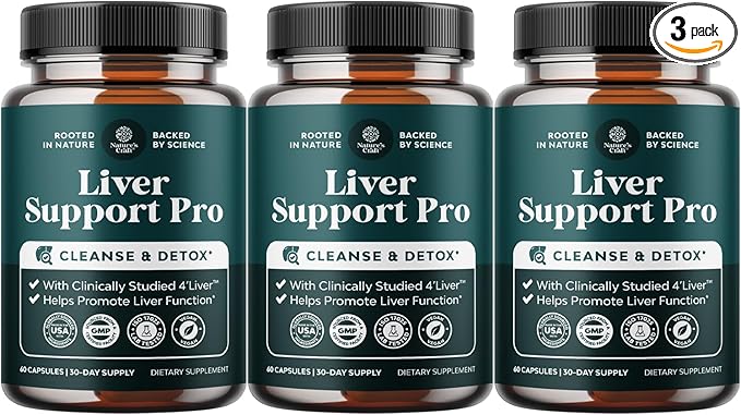 Pro Liver Support Supplement - 2X More Effective Than Milk Thistle - Advanced Liver Health Supplement with Clinically Tested 4’Liver Cleanse Detox & Repair Support - 60 Count (Pack of 3)