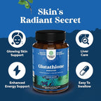 Reduced Glutathione Supplement with Milk Thistle - 1000mg per Serving Pure L Glutathione with Alpha Lipoic Acid & Milk Thistle Silymarin for Skin Radiance, Liver Support & Immune Support - 120 Count