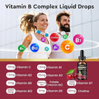 CFILIHTC Vitamin B Complex Liquid Drops, B Vitamins Complex Supplement with B1, B2, B3, B5 B6, B7, B9 & Methyl B12 Drops for Adults & Kids, Vegan, Cherry Flavor