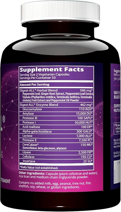 MRM Nutrition Digest-All Digestive Enzymes - Digestion and Absorption Support for Women & Men, Contains Enzymes and Herbs to Support Digestion, 100% Vegetarian & Gluten-Free - 50 Servings