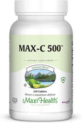 Maxi Health Max-C 500 Vitamin C Supplement – Vitamin C 500mg with Lemon Bioflavonoids Complex for Immune & Antioxidant Support – Vegan, Kosher – 250 Tablets