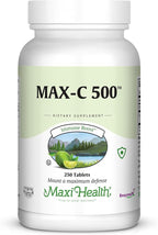 Maxi Health Max-C 500 Vitamin C Supplement – Vitamin C 500mg with Lemon Bioflavonoids Complex for Immune & Antioxidant Support – Vegan, Kosher – 250 Tablets