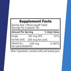 Superior Source No Shot Vitamin B-12 Cyanocobalamin 1000 mcg & Folic Acid 400 mcg - Offers Energy, Heart, Brain, & Stress Support - 100 Sublingual Dissolving Tablets