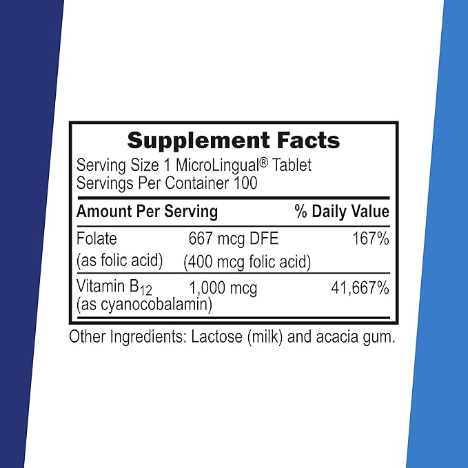 Superior Source No Shot Vitamin B-12 Cyanocobalamin 1000 mcg & Folic Acid 400 mcg - Offers Energy, Heart, Brain, & Stress Support - 100 Sublingual Dissolving Tablets