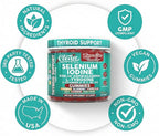 ThyroGlow Thyroid Support Gummies Selenium Iodine KSM 66 Ashwagandha L Tyrosine Vitamin D, C, B12, B6 Turmeric Blueberry Holy Basil Folate Bladderwrack By Clean Nutra