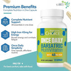 Bariatric Choice Once-Daily Bariatric Multivitamin with 45 mg of Iron | Easy to Swallow Capsule | Vitamin for Bariatric Surgery Patients | 90 Count (3-Month Supply)