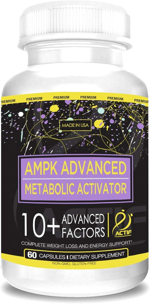 Actif AMPK Advanced Metabolic Activator with 10 Factors, Non-GMO, With Energy Support, 60 Capsules, Made in USA