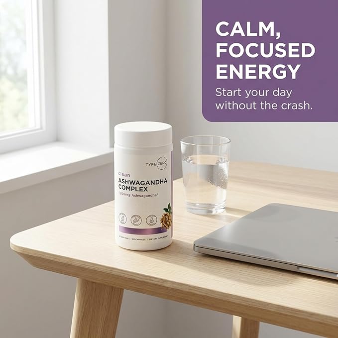 Type Zero KSM-66 Ashwagandha Root Extract 1,200mg, 60 Servings - High Potency 5% Withanolides - with Turmeric, Rhodiola Rosea and BioPerine Black Pepper Extract - 180 Veggie Caps