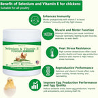 Selenium and Vitamin E Powder for Chickens, Selenium for Chickens, Immune System, Muscle Support & Prevents, Improve Wry Neck, Selenium, Vitamin E Supplements, Suitable for All Poultry, Chicken & More